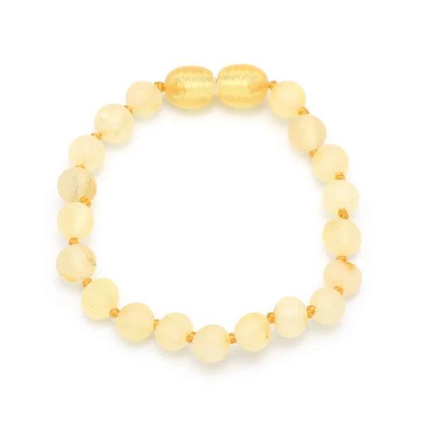 Barnsteen armbandje – ronde ruwe kraaltjes – 14 cm – Citroen