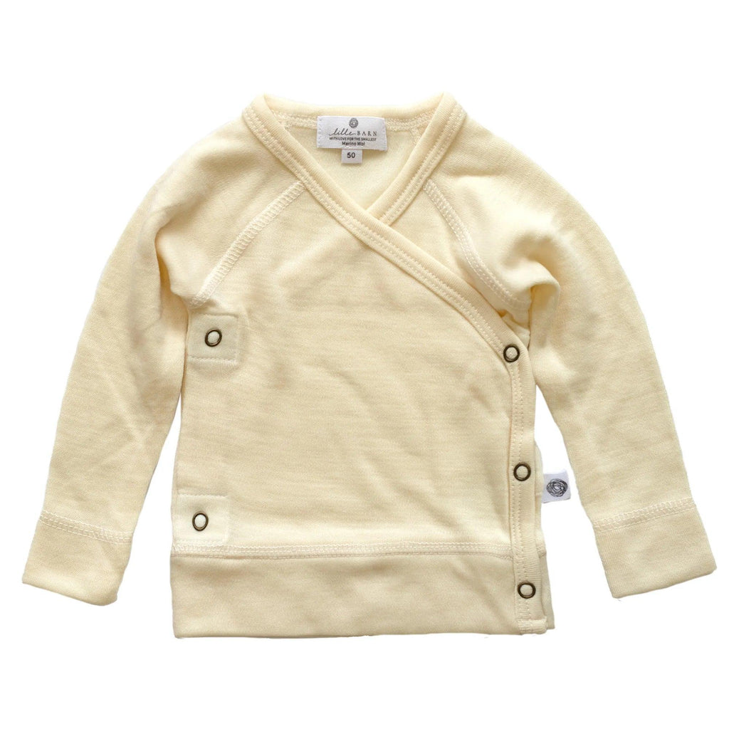 Baby wollen overslagtrui – merinowol – Naturel