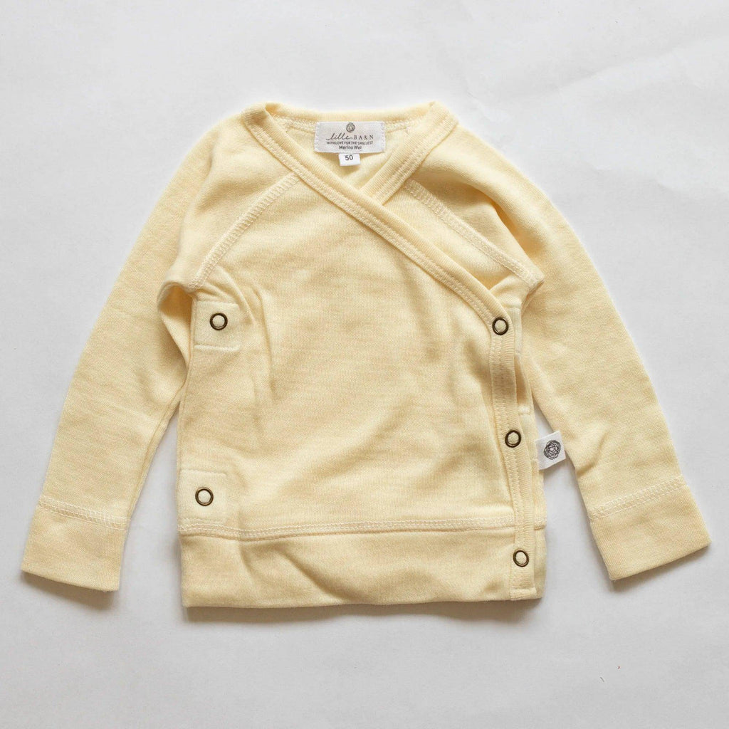 Baby wollen overslagtrui – merinowol – Naturel