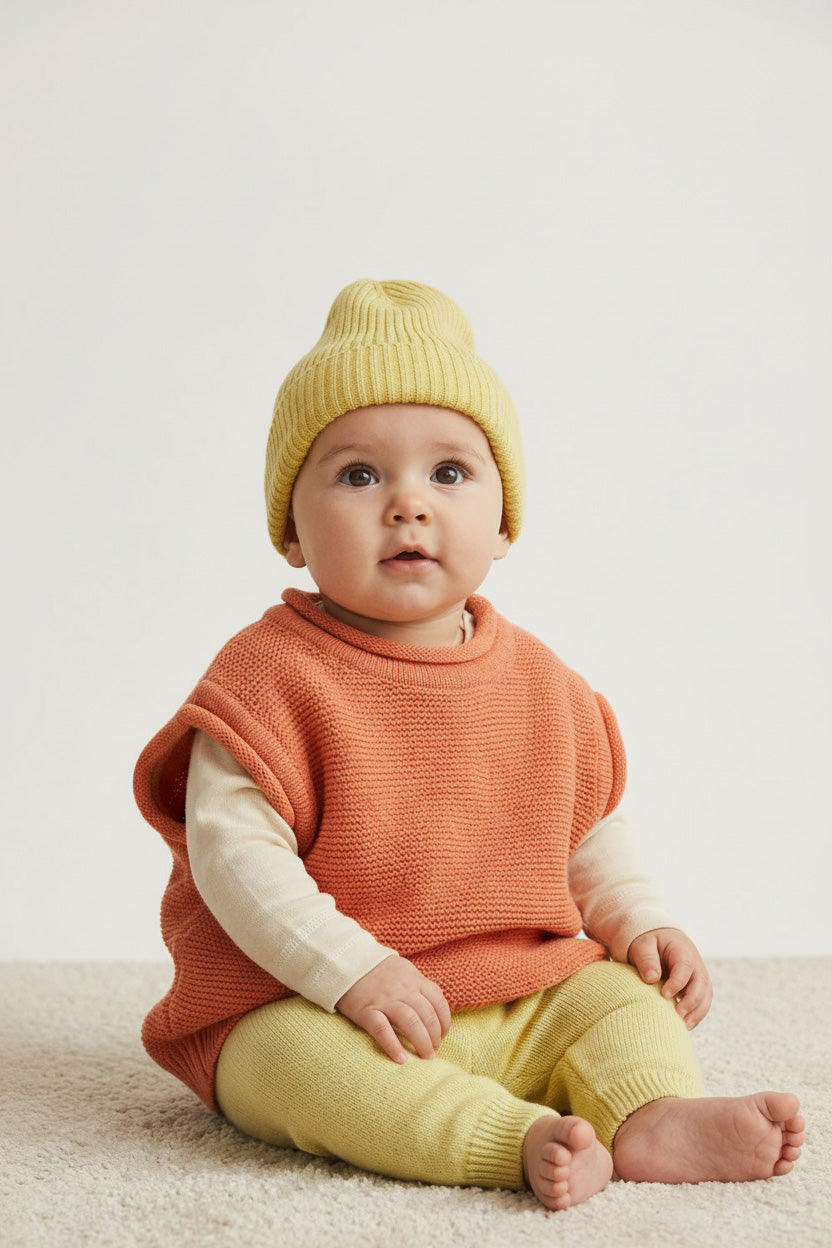 Merinowol gebreide babymuts – Lemonade
