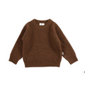 Gebreid wollen babytruitje – merinowol – Brunette