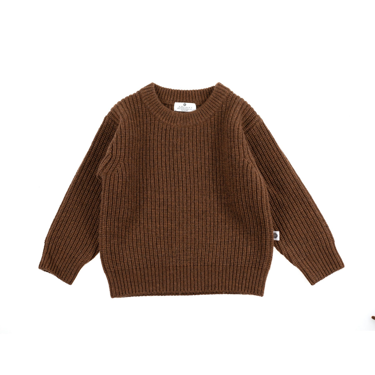 Gebreid wollen babytruitje – merinowol – Brunette