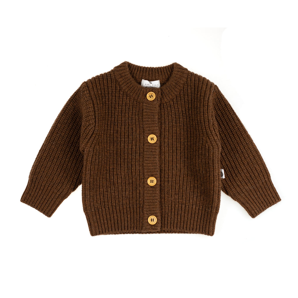 Gebreid wollen babyvestje – merinowol – Brunette