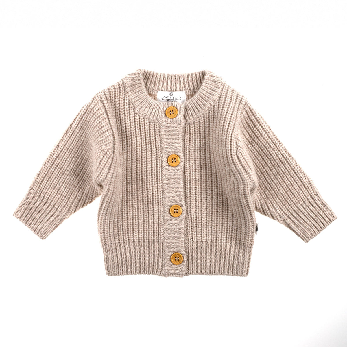 Gebreid wollen babyvestje – merinowol – Garlic