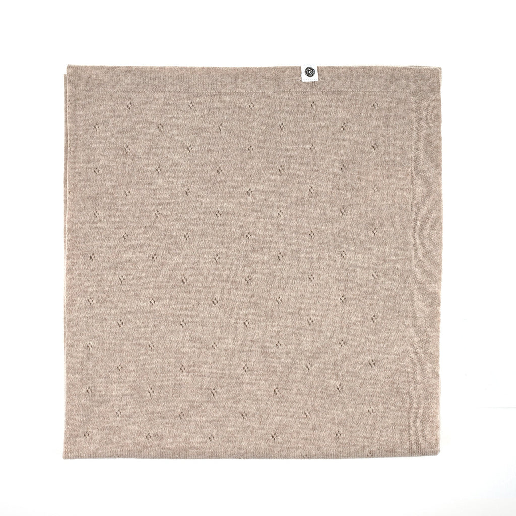 Wollen baby- en wikkeldeken – pointelle gebreid – merinowol – Garlic