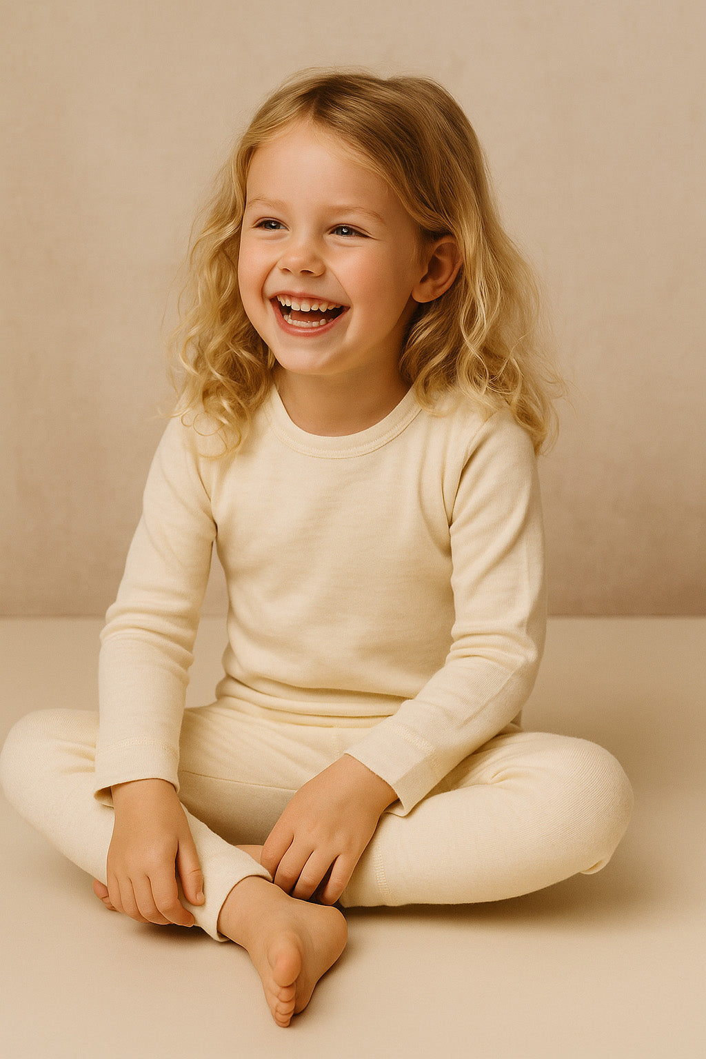 Wollen babytrui met lange mouwen – merinowol – Naturel