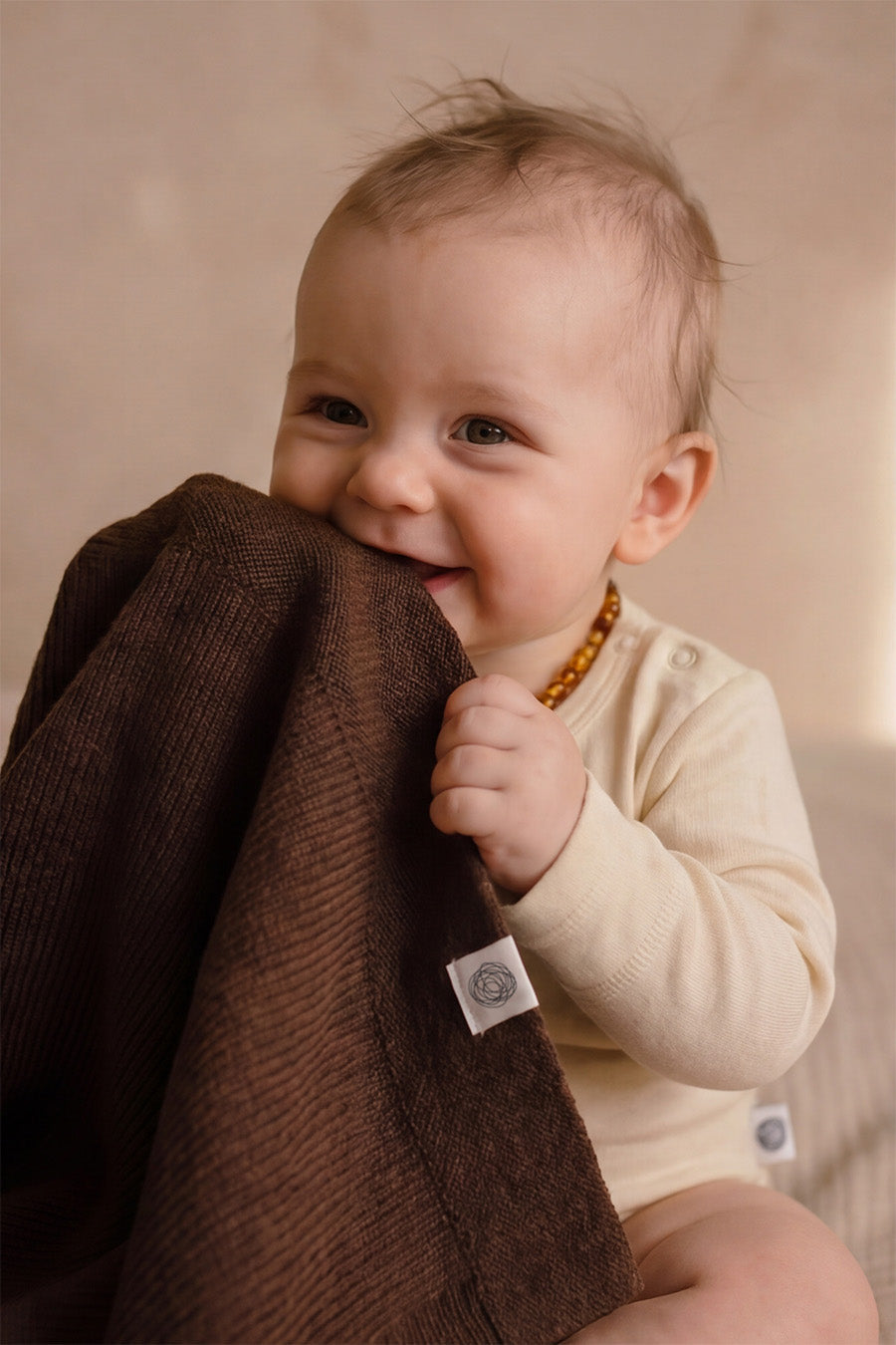 Wollen baby- en kinderdeken Gebreid – merinowol – Brunette