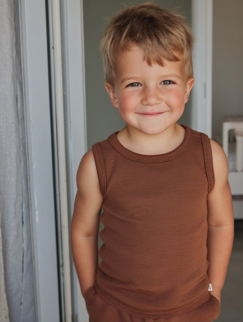 Wollen kinderhemd – merinowol – Cinnamon
