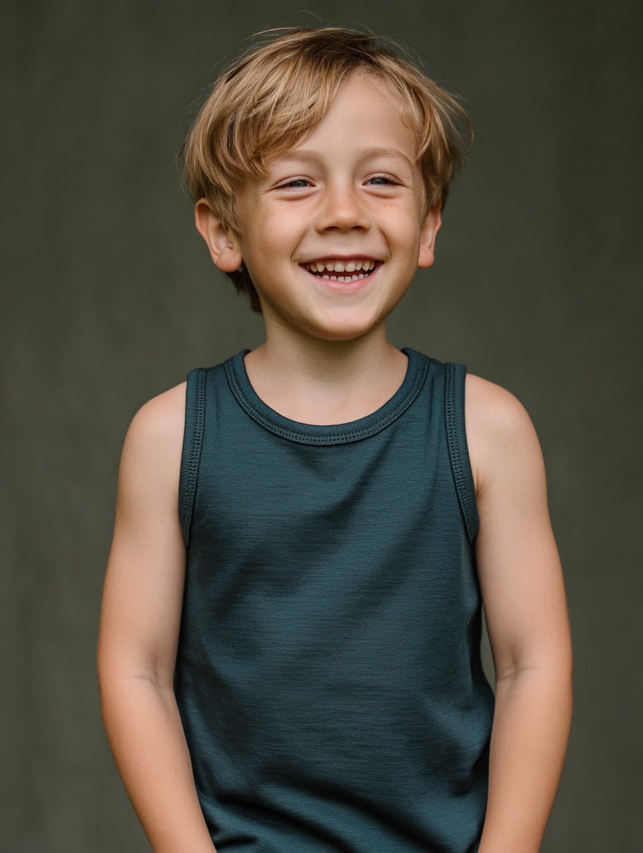 Wollen kinderhemd – merinowol – Orion Blue