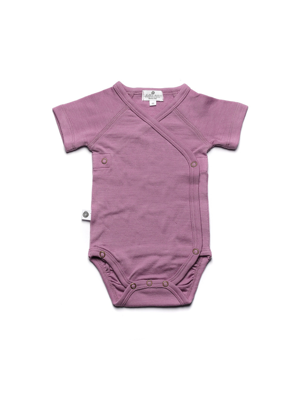 Wollen overslagromper korte mouw – merinowol – Lavender Mist
