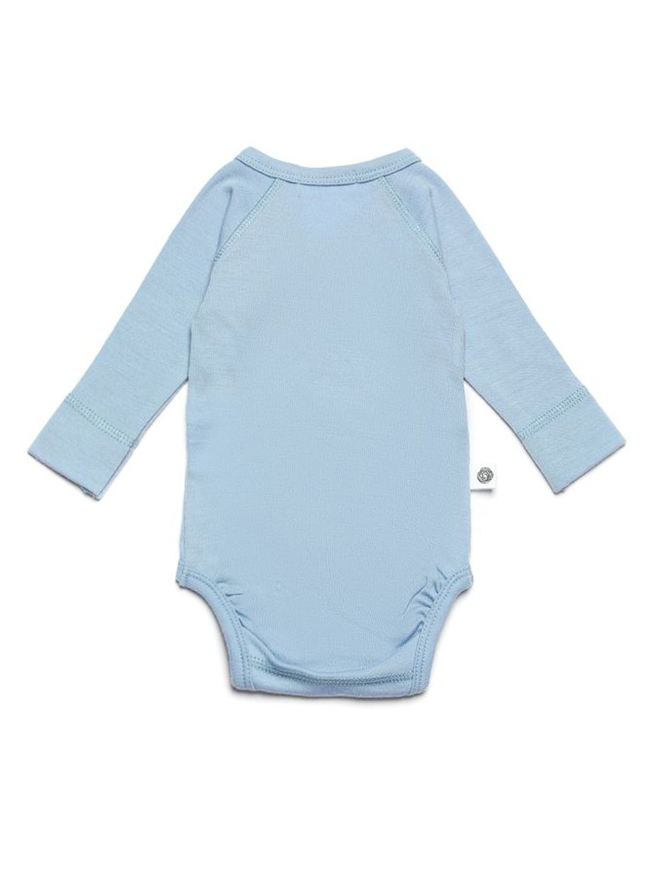 Wollen overslagromper lange mouw – merinowol – Blue Fog