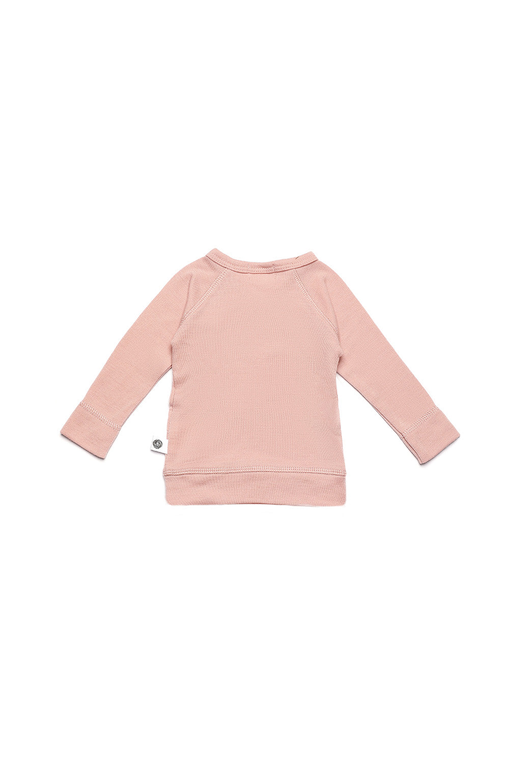 Baby wollen overslagtrui – merinowol – Misty Rose