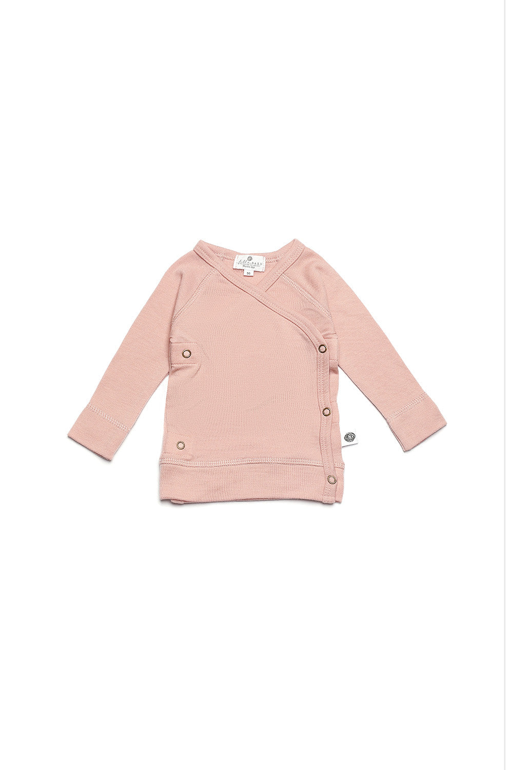 Baby wollen overslagtrui – merinowol – Misty Rose