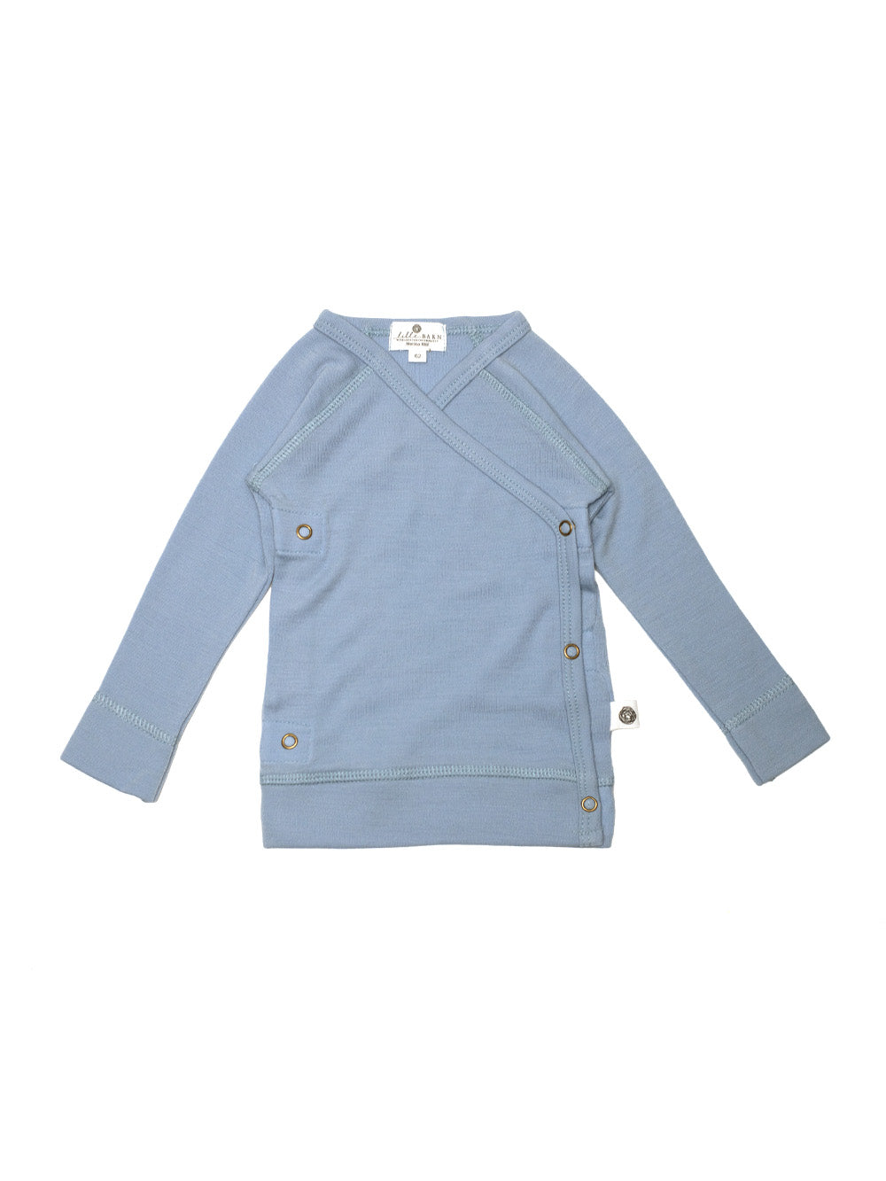 Baby wollen overslagtrui – merinowol – Blue Fog