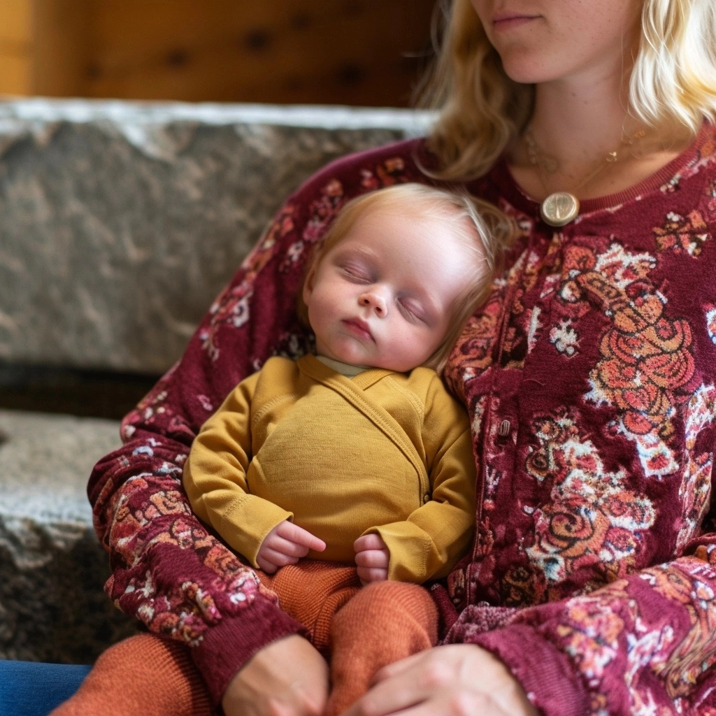 Baby wollen overslagtrui – merinowol – Harvest Gold