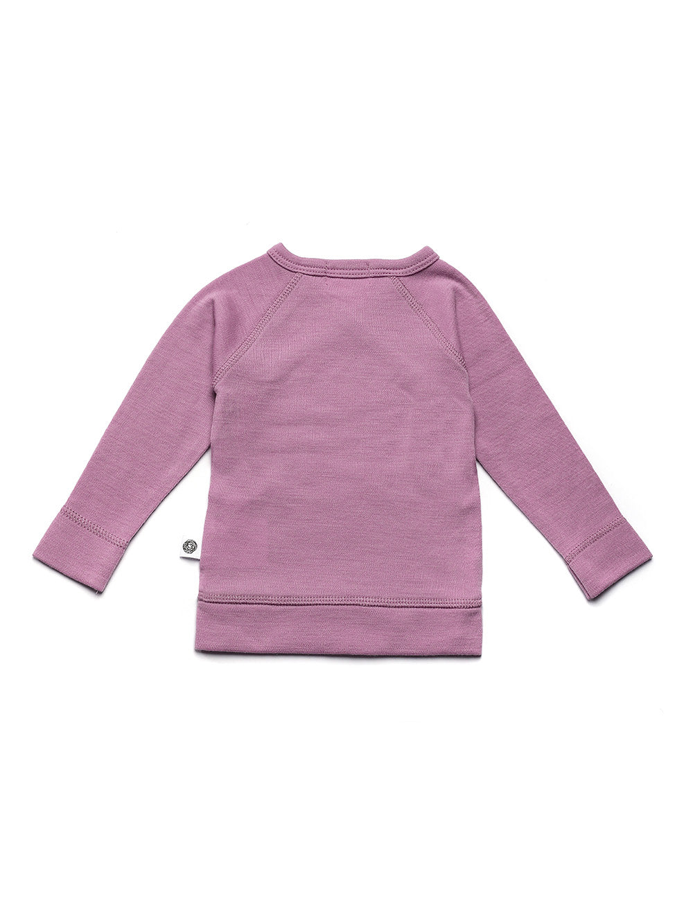 Baby wollen overslagtrui – merinowol – Lavender Mist