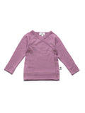 Baby wollen overslagtrui – merinowol – Lavender Mist