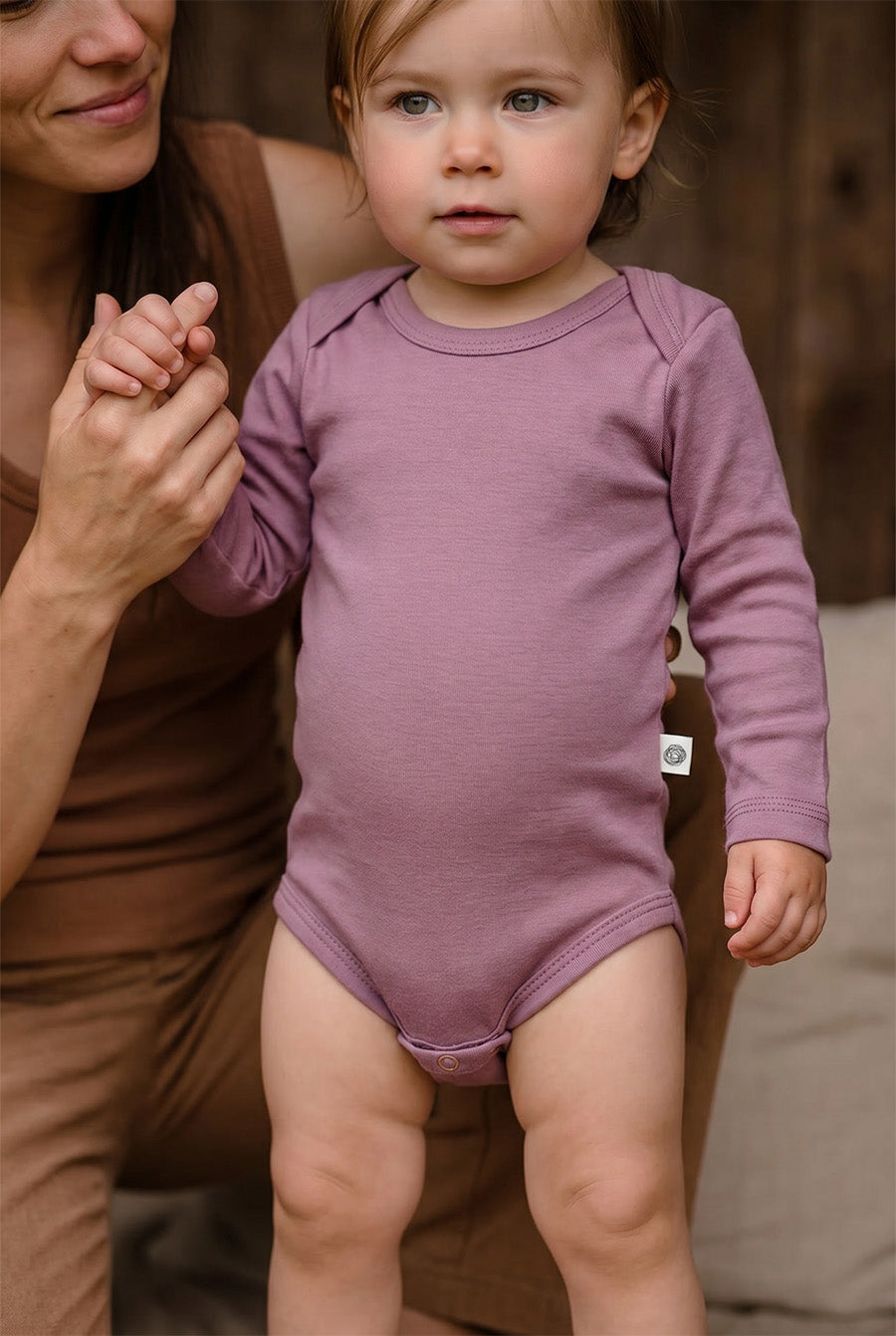 Wollen romper lange mouwen – merinowol – Lavender Mist