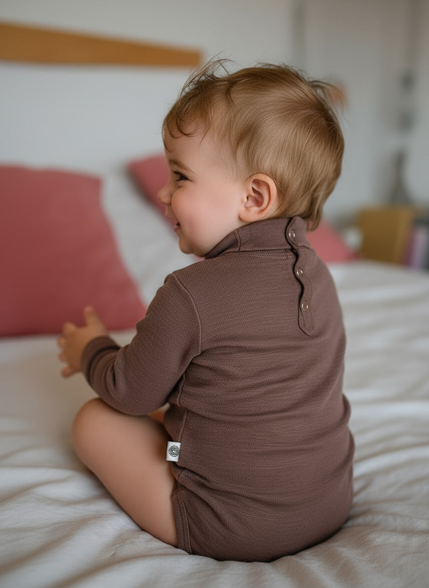 Wollen romper lange mouwen met col – merinowol – Peppercorn