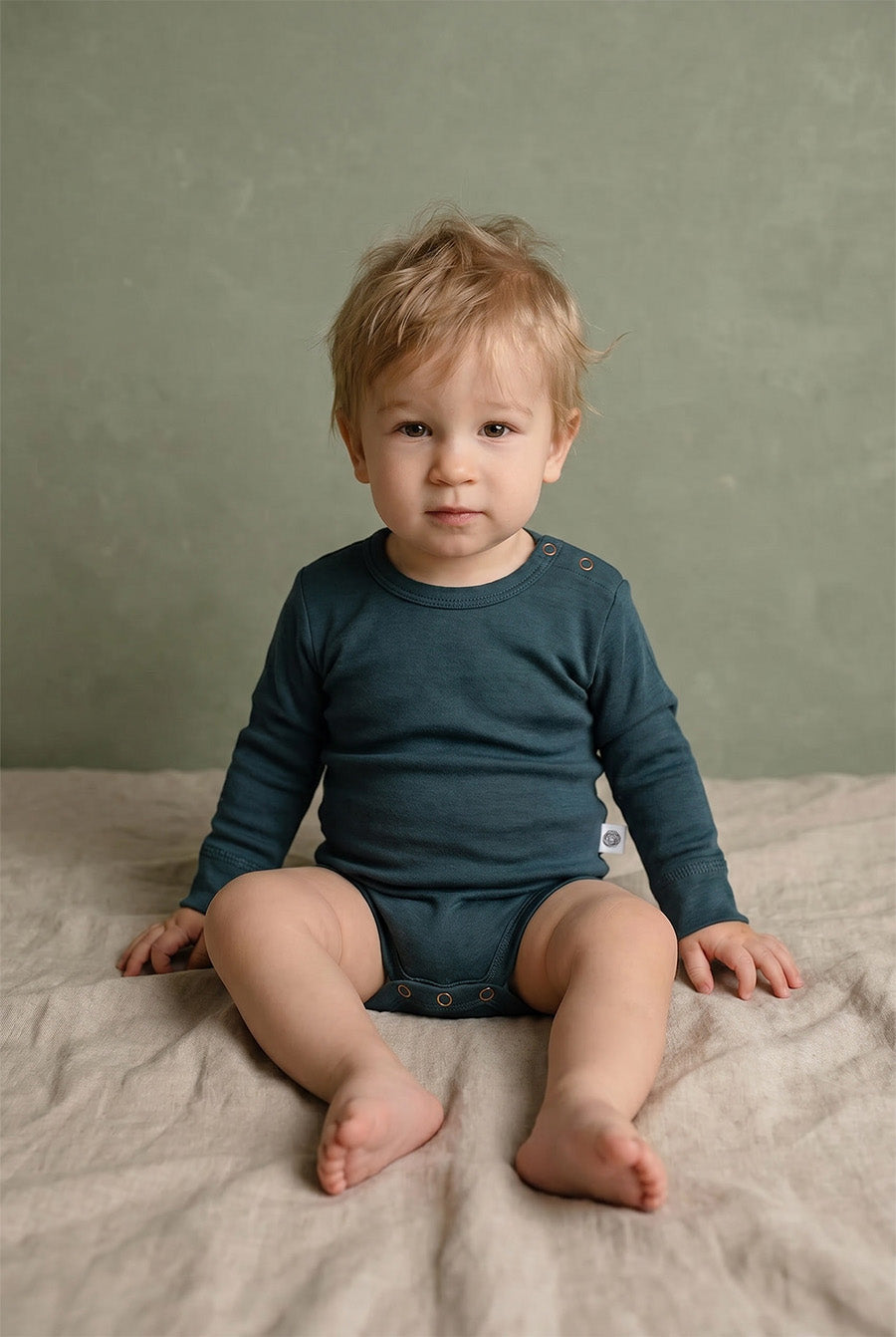 Wollen romper lange mouwen – merinowol – Orion Blue
