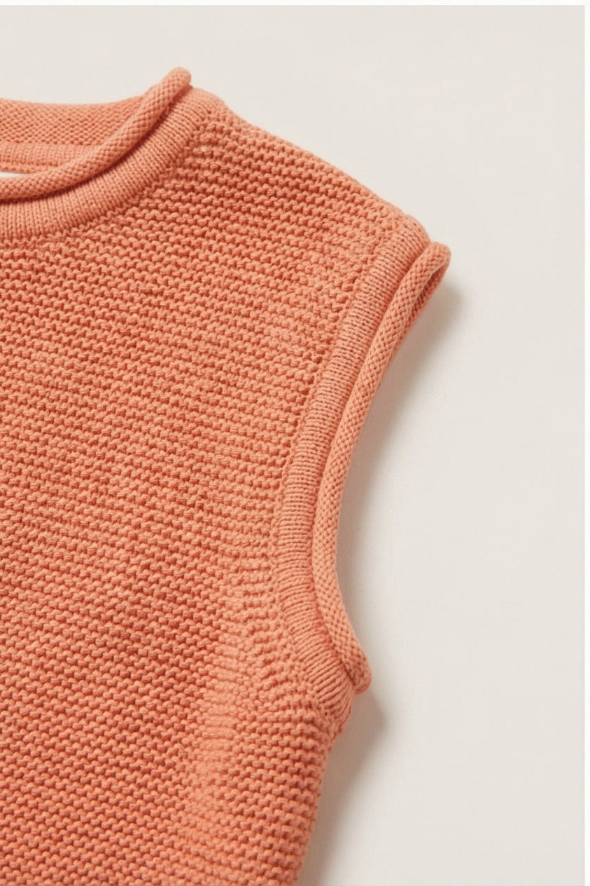 Merinowol gebreide babyspencer – Peach Fuzz