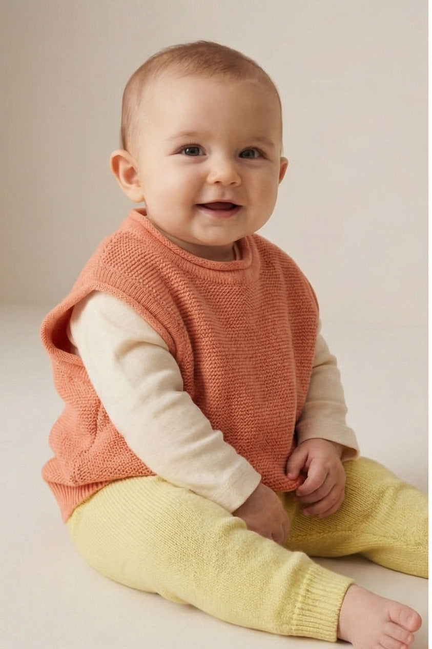 Merinowol gebreide babyspencer – Peach Fuzz