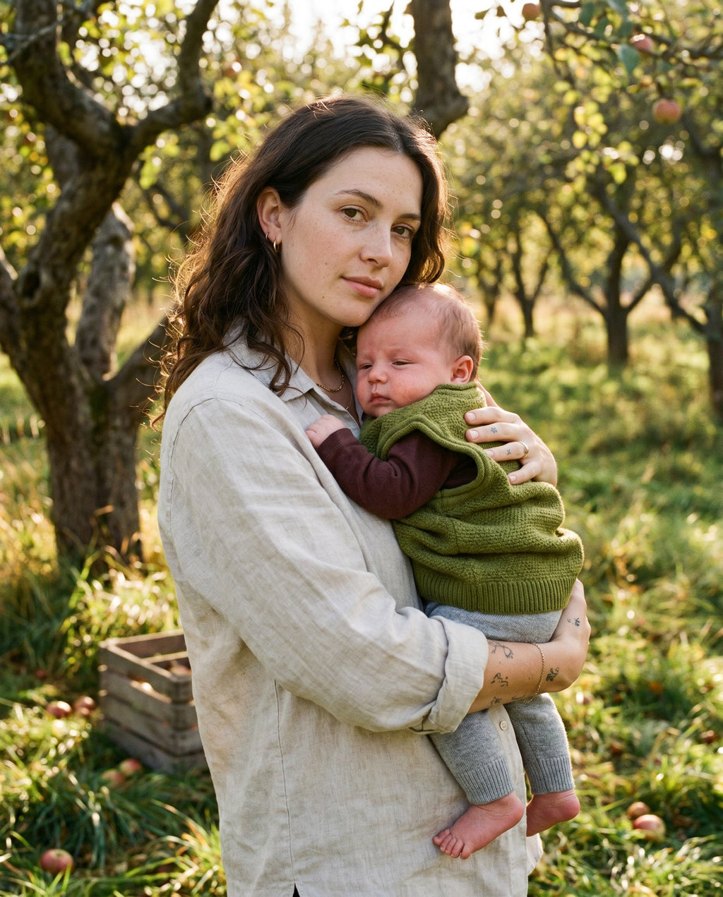 Merinowol gebreide babyspencer – Pickle