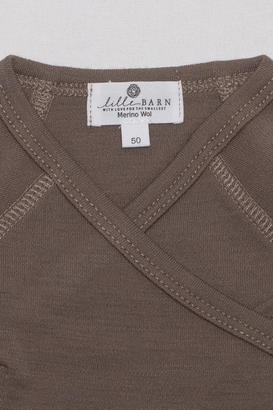 Wollen overslagromper lange mouw – merinowol – Walnut