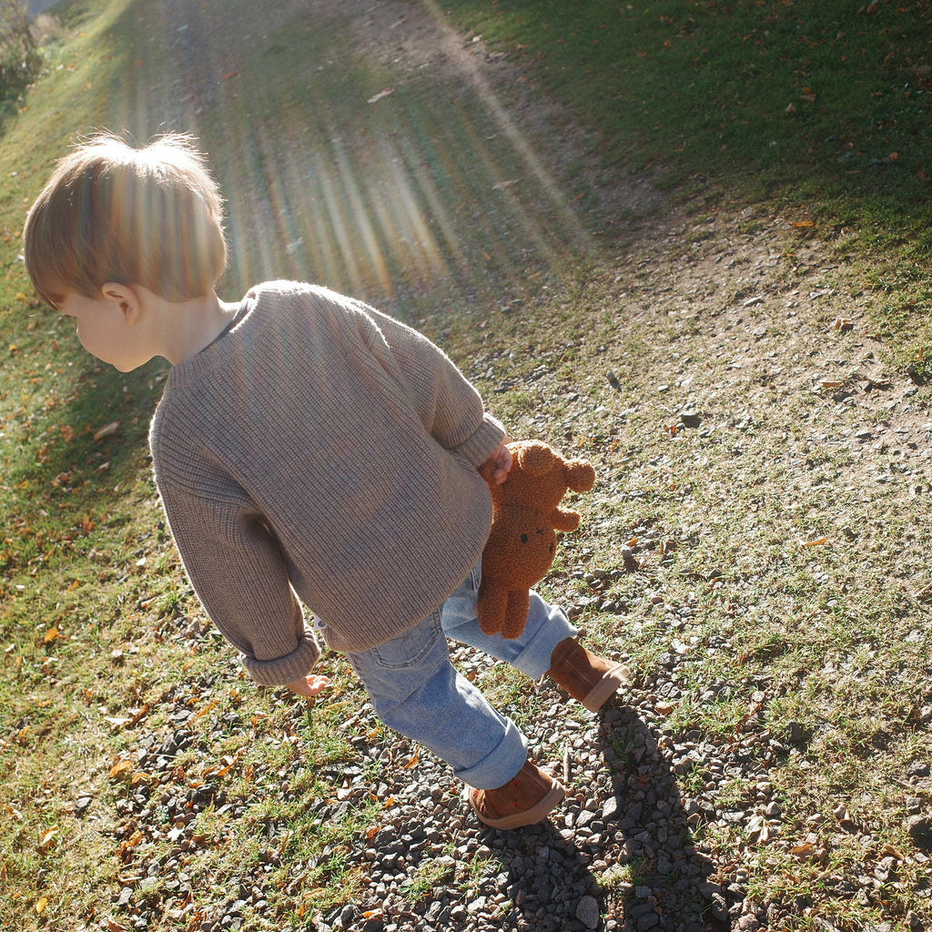 Gebreid wollen babyvestje – merinowol – Cobble