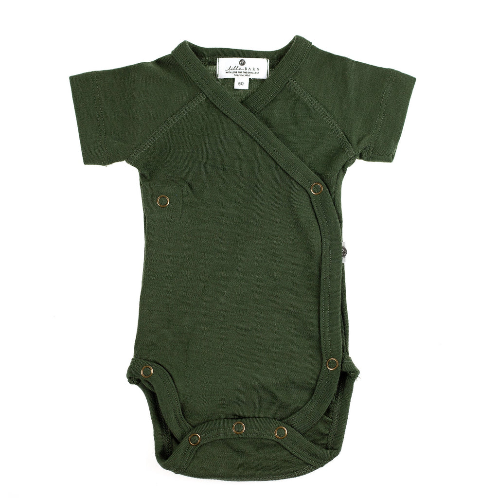 Wollen overslagromper korte mouw – merinowol – Rifle Green