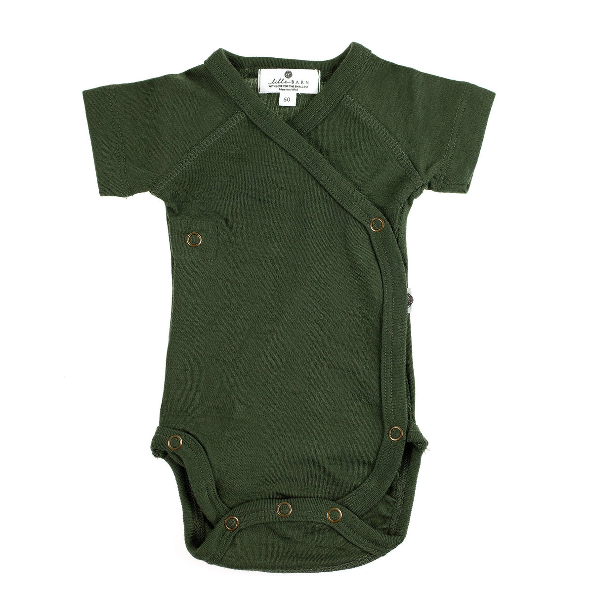 Wollen overslagromper korte mouw – merinowol – Rifle Green