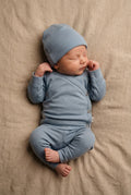Baby wollen overslagtrui – merinowol – Blue Fog