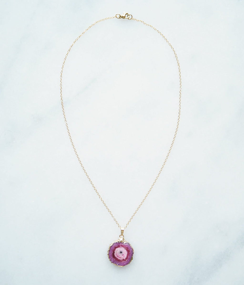 Pink Druzy Agate Necklace for Love & Positivity