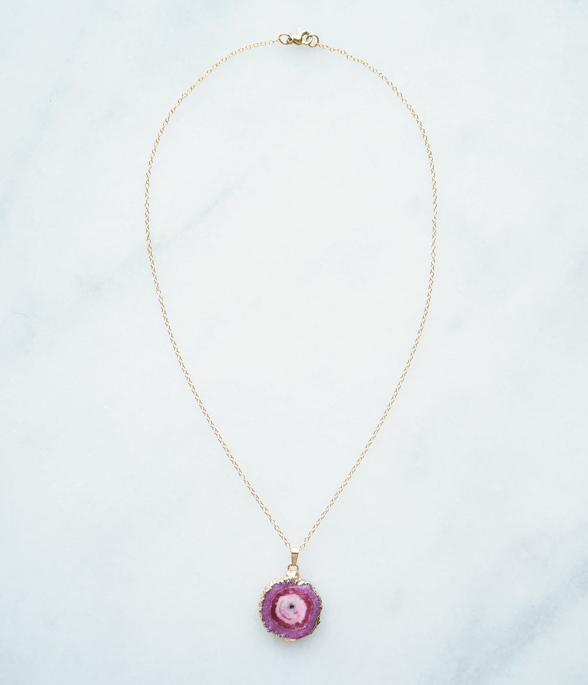 Pink Druzy Agate Necklace for Love & Positivity