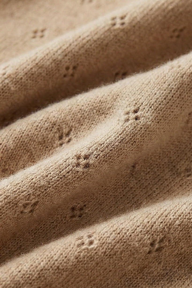 Wollen baby- en wikkeldeken – pointelle gebreid – merinowol – Biscotti