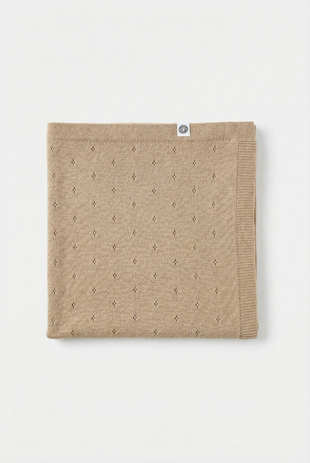 Wollen baby- en wikkeldeken – pointelle gebreid – merinowol – Biscotti