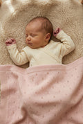 Wollen baby- en wikkeldeken – pointelle gebreid – merinowol – Powder Puff