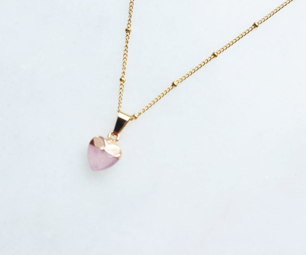 Rose Quartz Heart Necklace for Love & Peace (S)