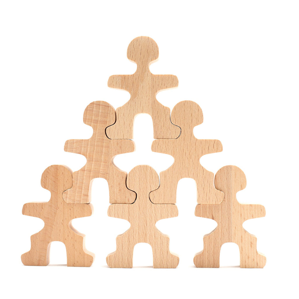 Houten speelgoed – Stapel Poppetjes / acrobaatjes – montessori – open einde speelgoed