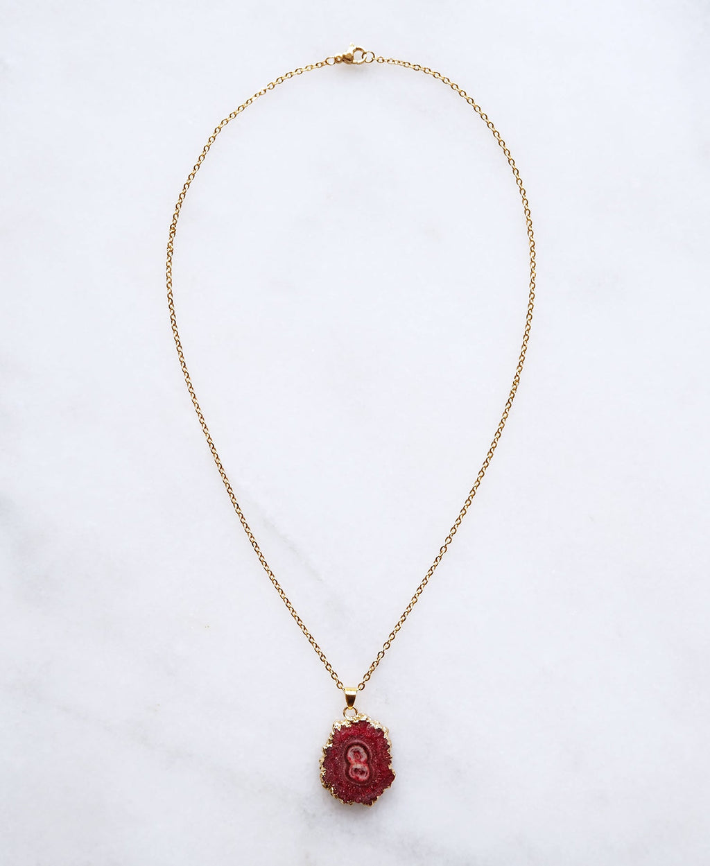Strawberry Druzy Agate Necklace for Love & Positivity
