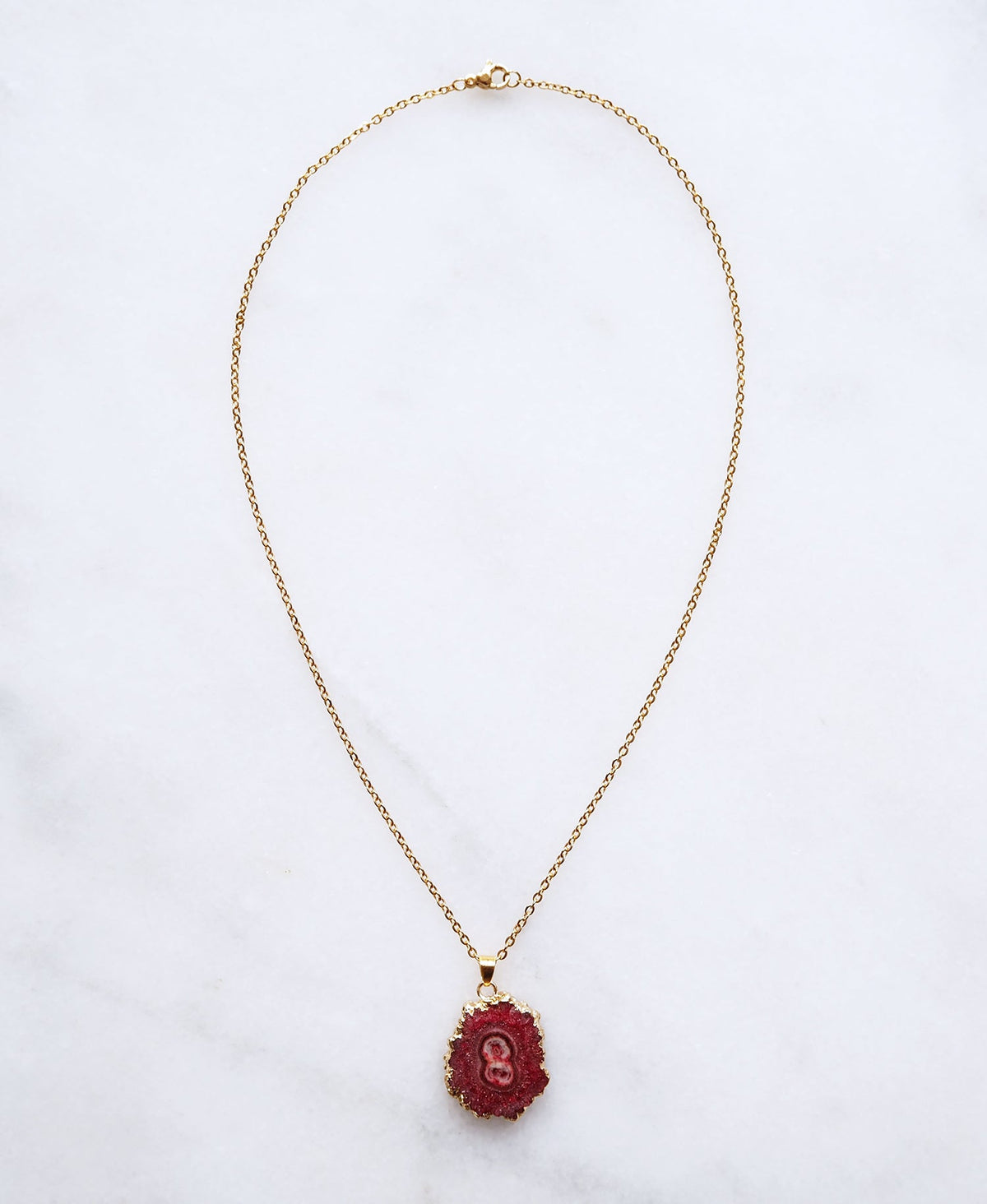 Strawberry Druzy Agate Necklace for Love & Positivity