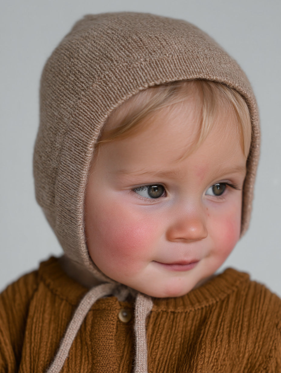 Wollen strikmuts baby gebreid – merinowol – Cobble