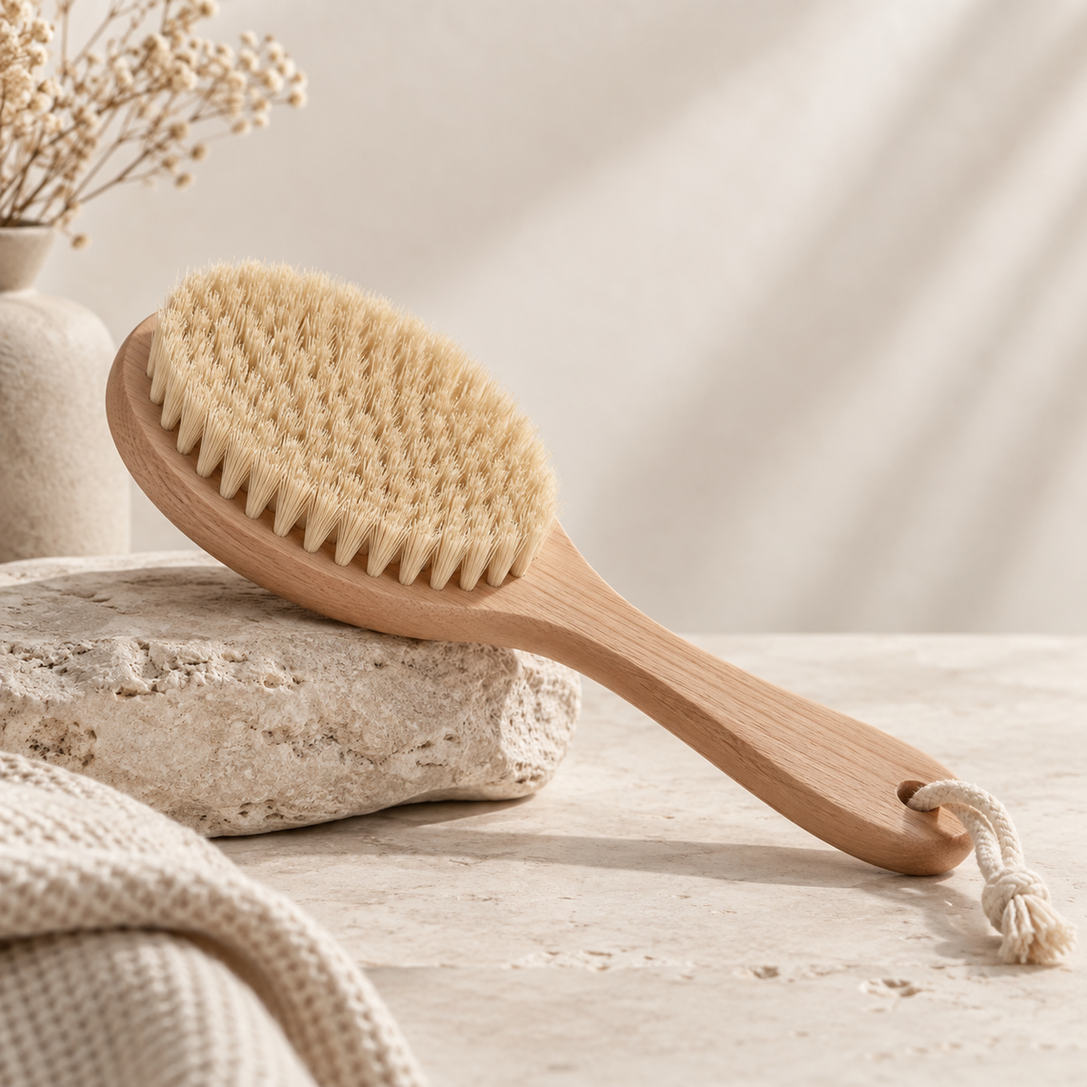 Houten body brush in neutrale Studio Jud stijl