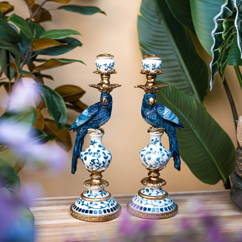 Candle Holder - Dutch Blue Parrot ↑ 40 cm