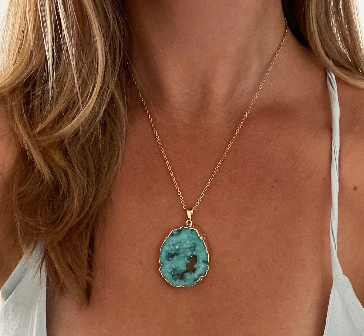 Turquoise Druzy Sprinkle Necklace for Confidence