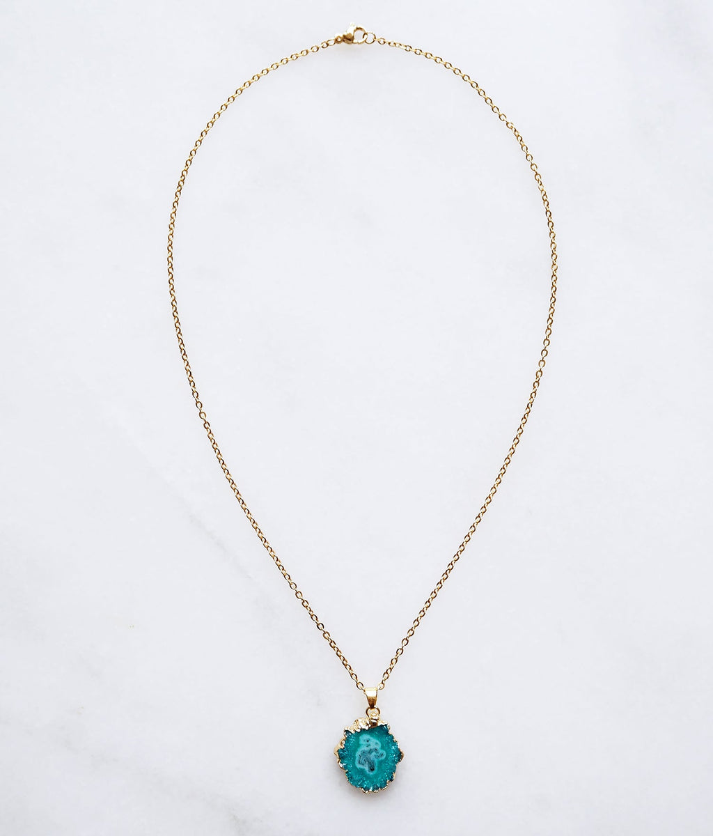 Turquoise Druzy Agate Necklace for Confidence