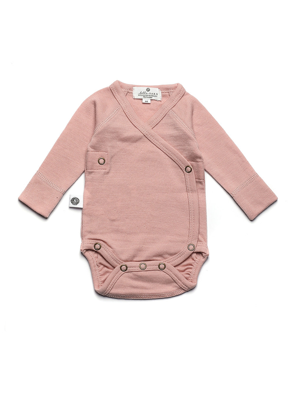 Wollen overslagromper lange mouw – merinowol – Misty Rose